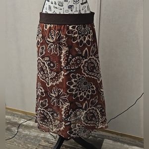 LuLaRoe Brown Black Tan Skirt With Stretchy Waistband Women's Small NWOT